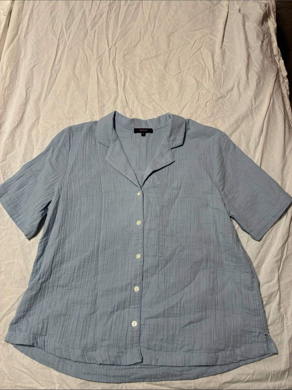 Quince Pale Blue Short-Sleeve Button-Down Shirt